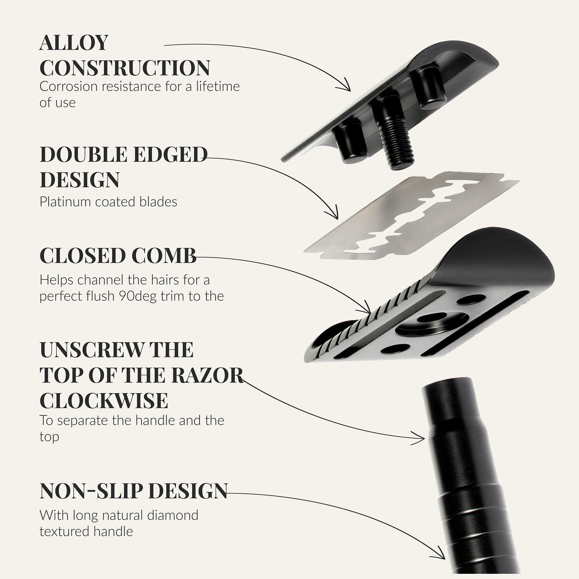 Safety Razor - Baron Elite - Noir Black