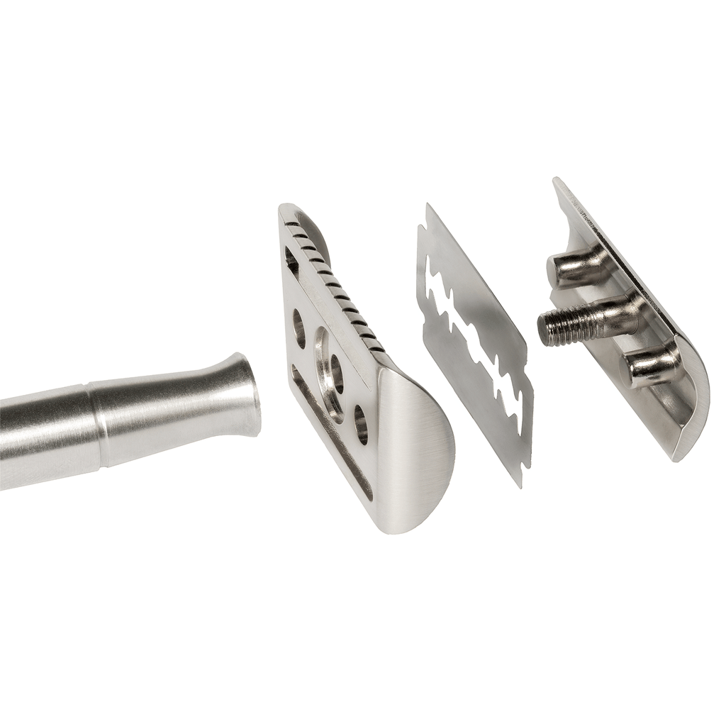 Safety Razor Baron Classic Brushed Alloy Lather & Wood Shaving Co